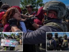 Manifestantes anti-ICE entram em confronto com policiais do lado de fora do centro de detenção de imigrantes de Newark durante protestos caóticos que duram dias Os manifestantes entram em confronto com agentes do ICE fora de Delaney Hall.