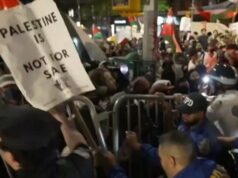 Manifestantes pró-Palestina entram em confronto com a polícia em Nova York Manifestantes pró-Palestina entram em confronto com a polícia em Nova York