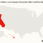 Mapa dos EUA mostra onde as contas de eletricidade no verão de 2026 podem ser mais altas