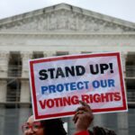Black Louisiana voters and civil rights advocates call on SCOTUS to uphold a fair and representative congressional map in Louisiana v. Callais at Supreme Court of the United States on March 24, 2025 in Washington, DC.