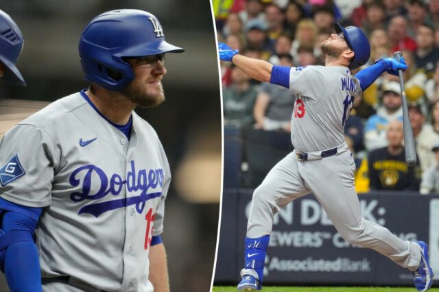 Max Muncy, dos Dodgers, 'otimista' após levar uma pancada no Max Muncy, do Los Angeles Dodgers, reage após ser atingido por um arremesso.