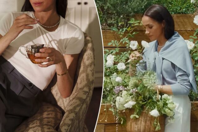 Meghan Markle combina colar de diamantes de US $ 63 mil com camiseta branca nas novas fotos promocionais do As Ever
