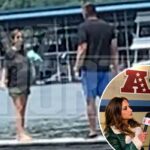 Mike Vrabel e a grávida Dianna Russini vistos em novo vídeo durante passeio de barco em 2021