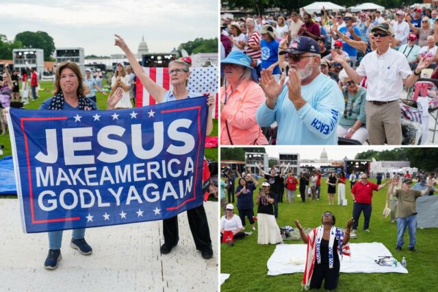 Milhares convergem para o National Mall para um grande festival religioso anunciado por Trump
