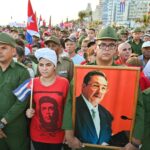 People attend a rally in support of former Cuban president Raul Castro, 94, who has been indicted by a US court, outside the US Embassy in Havana on May 22, 2026. (Photo by ADALBERTO ROQUE / AFP via Getty Images)