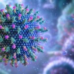 Vírus da hepatite HBV, HCV causa doença crônica, inflamação do fígado. Os tratamentos com anticorpos antivirais diagnosticam infecção, cirrose e fibrose. Biologia, genótipo de vírus hepatotrópicos afetam a saúde. 3D
