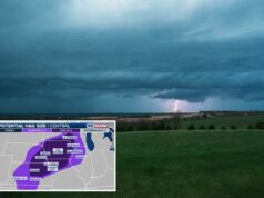 Milhões de Wisconsin ao Texas sob ameaça de granizo ‘monstruoso’ à medida que fortes tempestades se intensificam Milhões de Wisconsin ao Texas sob ameaça de granizo 'monstruoso' à medida que fortes tempestades se intensificam
