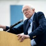 Senator Bernie Sanders speaks at Mumford High School in Detroit, Michigan, on May 3, 2026.