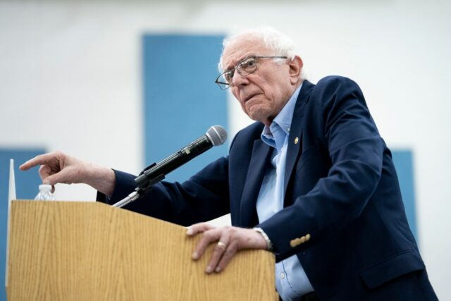 Senator Bernie Sanders speaks at Mumford High School in Detroit, Michigan, on May 3, 2026.