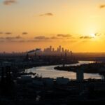 An aerial view of the Houston skyline on June 18, 2025 in Texas.