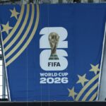 The FIFA World Cup 2026 logo is seen inside Dallas Stadium on May 11, 2026 in Dallas, Texas.