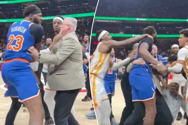 Mitchell Robinson 'perdido no mundo' após uma briga estridente de Hawks - e posta escavação NSFW
