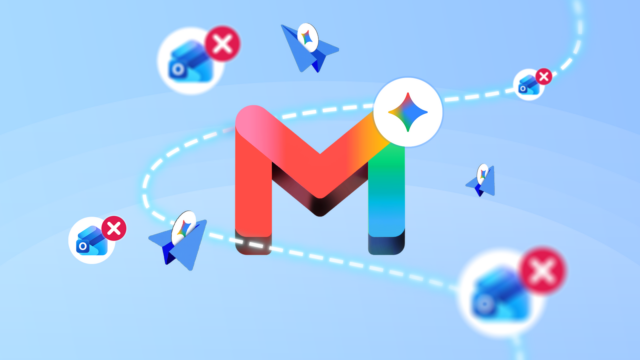 Mudei do Outlook para o Gmail para Gemini e a O ícone Gemini em primeiro plano com vários ícones ChatGPT desfocados em segundo plano.