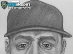 Mulher luta contra o pervertido de Prospect Park com um olhar vazio que a lançou e a atacou: policiais Ilustração de um esboço policial de um suspeito do sexo masculino usando um boné de beisebol.