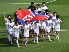 Mulheres norte-coreanas sagradas campeãs de clubes asiáticos na Coreia do Sul Final da Liga dos Campeões Femininos da AFC da seleção norte-coreana de futebol contra o Japão na Coreia do Sul