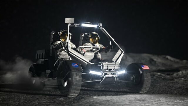NASA apresenta planos de base lunar na corrida para levar Um projeto conceitual artístico do Veículo Terreno Lunar da NASA, que pode ser tripulado ou desenroscado, projetado para estabelecer a base para a mobilidade sustentada na superfície.