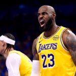 Lakers star LeBron James playing in NBA Playoffs against Oklahoma City Thunder