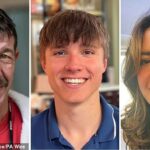 Os estudantes Barnaby Webber e Grace O'Malley-Kumar (direita e centro) e o avô Ian Coates (esquerda) foram mortos a facadas pelo esquizofrênico paranóico Valdo Calocane em junho de 2023
