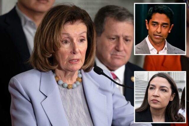 Nancy Pelosi faz um discurso retórico sobre o democrata Saikat Nancy Pelosi faz um discurso retórico sobre o democrata Saikat Chakrabarti enquanto ele concorre a sua cadeira em São Francisco