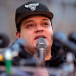 Kilmar Abrego Garcia speaks to supporters at the U.S. Immigration and Customs Enforcement Baltimore Field Office on December 12, 2025, in Baltimore, Maryland.