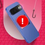 Ilustração lado a lado de um Google Pixel 10 azul e um Pixel 11 roxo.