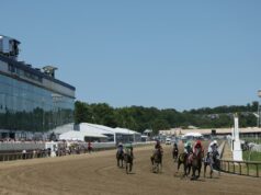 Napoleon Solo avança para vencer o Preakness Stakes de 2026 Uma visão geral dos cavalos correndo em uma corrida eliminatória antes do 151º Preakness Stakes em Laurel Park em 16 de maio de 2026 em Laurel, Maryland. Pela primeira e única vez, Laurel Park sediará o Preakness Stakes que é a segunda corrida da joia da Tríplice Coroa devido à tradicional sede da corrida do Pimlico Race Course passar por reformas completas.