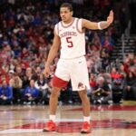 Darius Acuff Jr. #5 of the Arkansas Razorbacks celebrates a three pointer against the Duke Blue Devils during the first half of the CBS Thanksgiving Classic at the United Center on November 27, 2025 in Chicago, Illinois. (Photo by Michael Reaves/Getty Images)