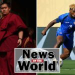 O atacante haitiano Duckens Nazon (9) dribla uma bola de futebol no campo durante o primeiro tempo de uma partida da fase de grupos da Copa Ouro de 2025 no Snapdragon Stadium.
