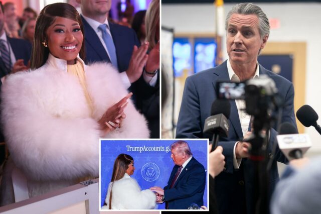 Nicki Minaj dá crédito a Gavin Newsom por incliná-la para Trump após o governo. 'me ignorou completamente'
