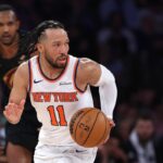 New York Knicks star Jalen Brunson playing against Cleveland Cavaliers in Eastern Conference Finals Game 1