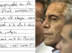 Nota de suicídio de Jeffrey Epstein divulgada pelo tribunal de Nova York A suposta nota de suicídio de Jeffrey Epstein.