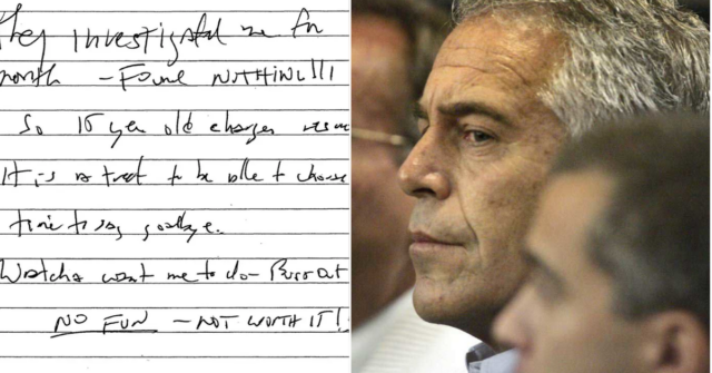A suposta nota de suicídio de Jeffrey Epstein.
