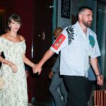 NEW YORK, NEW YORK - MAY 15: Taylor Swift and Travis Kelce are seen on May 15, 2026 in New York City. (Photo by Aeon/GCImages)