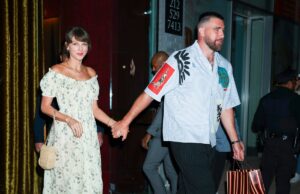 Novas fotos surgem de Taylor Swift no casamento do campeão do Super Bowl NEW YORK, NEW YORK - MAY 15: Taylor Swift and Travis Kelce are seen on May 15, 2026 in New York City. (Photo by Aeon/GCImages)
