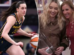 Novo livro afirma que Caitlin Clark encerrou sua própria celebração de Rookie of the Year da WNBA Caitlin Clark driblando a bola para o Indiana Fever.