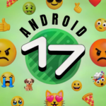 Uma mão segurando um smartphone exibindo uma tela inicial minimalista do Android 17.
