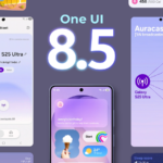 Uma mão segurando um Samsung Galaxy s25, com ‘One UI 8.5’ exibido ao lado.