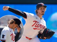 O ás dos gêmeos Joe Ryan deixa a largada depois de dois rebatedores com dor no cotovelo devido a uma lesão grave O arremessador do Minnesota Twins, Joe Ryan, no meio do lance.