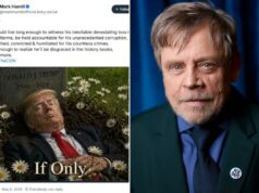 O ator de ‘Star Wars’, Mark Hamill, exclui imagem que retrata Trump como falecido e posta nova foto para ‘pedir desculpas’ após reação negativa A postagem Bluesky de Mark Hamill retrata Donald Trump morto em uma cova aberta com margaridas e uma lápide lendo