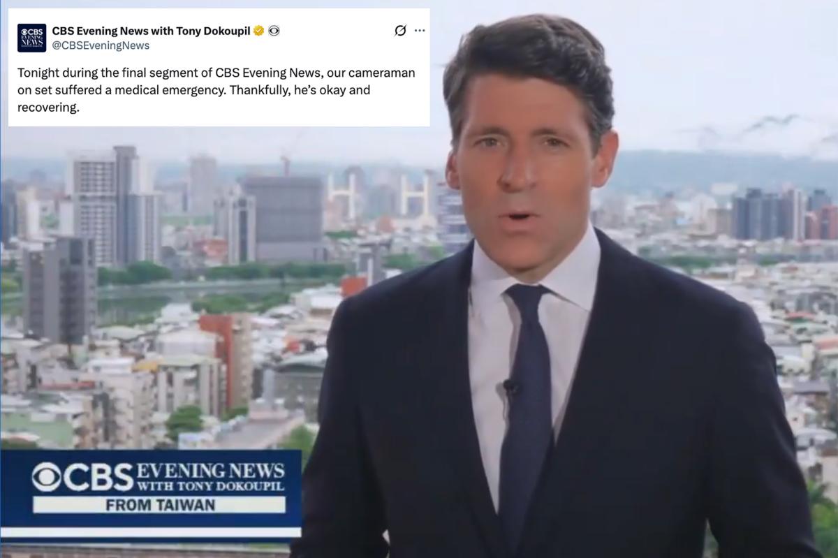Tony Dokoupil reportando para CBS Evening News de Taiwan.