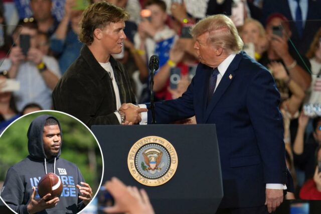 O companheiro de equipe dos Giants não está feliz com Jaxson Dart exaltando Trump: 'Pensei que isso fosse IA'
