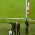 Diego Simeone empurrou o diretor esportivo do Arsenal, Andrea Berta, nos últimos momentos da vitória do Arsenal sobre o Atlético de Madrid
