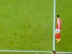 O impetuoso Diego Simeone EMPURRA o diretor esportivo do Arsenal, Andrea Berta, em uma briga na linha lateral, enquanto o dirigente da UEFA é forçado a intervir Diego Simeone empurrou o diretor esportivo do Arsenal, Andrea Berta, nos últimos momentos da vitória do Arsenal sobre o Atlético de Madrid