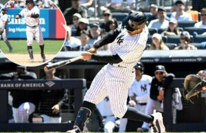 O lutador Trent Grisham dá o pontapé inicial no rali de seis corridas dos Yankees com a ‘rebatida do jogo’ O jogador do New York Yankees, Trent Grisham, balança uma bola de beisebol durante um jogo.