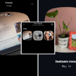 Screengrabs from Instagram's Instant feature show a laptop screen (L); saved images and a pot next to a framed photograph.