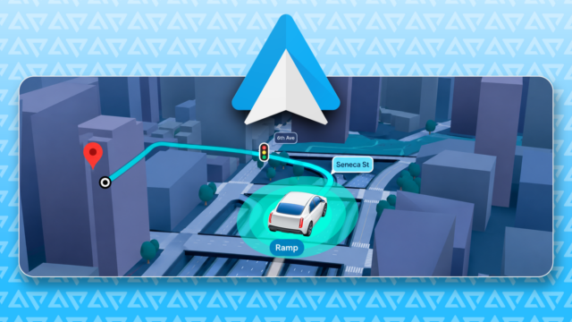 Motorista usando a navegação do Android Auto no painel de um carro
