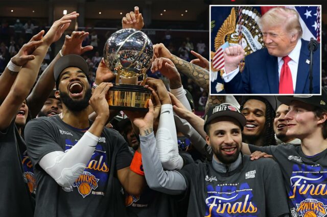 O presidente Trump poderá assistir ao jogo das finais da NBA dos Knicks no Madison Square Garden
