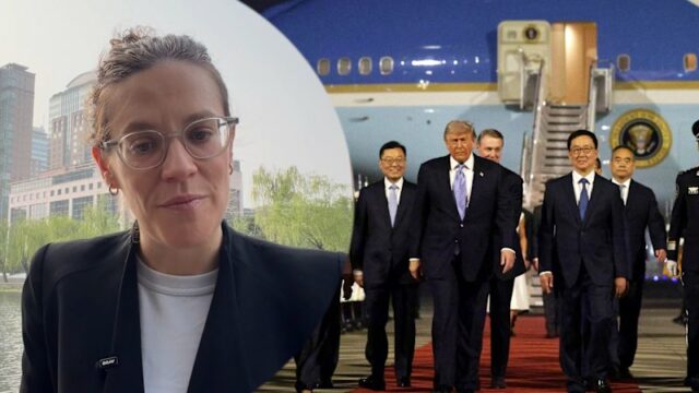 O presidente dos EUA, Donald Trump, chega a Pequim para cúpula com o líder chinês Xi Jinping
