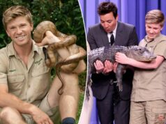 O vencedor de ‘DWTS’, Robert Irwin, foi ‘morto’ por um crocodilo de 14 pés que ele batizou em homenagem a Jimmy Fallon O vencedor de 'DWTS', Robert Irwin, foi 'morto' por um crocodilo de 14 pés que ele batizou em homenagem a Jimmy Fallon