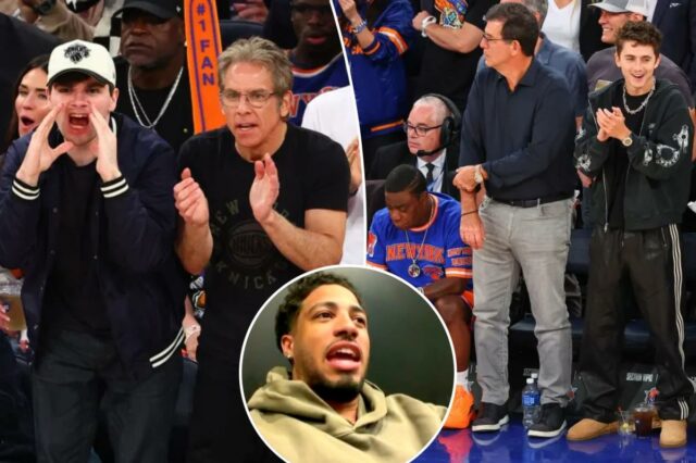 O vilão dos Knicks, Tyrese Haliburton, atira em fãs famosos O vilão dos Knicks, Tyrese Haliburton, atira em fãs famosos do MSG antes das finais da NBA